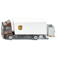 siku 1997, MAN Vrachtwagen met laadbak en laadklep, 1:50, metaal/kunststof, UPS-ontwerp, beweegbare achterklep, incl. accessoires