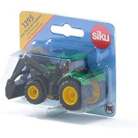 siku 1395, John Deere Tractor met voorlader, groen, metaal/kunststof, rubberen banden, beweegbare voorlader