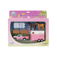 520205 Mitsubishi met paardentrailer diecast roze pullback 27 cm Ga naar het einde van de afbeeldingen-gallerij
