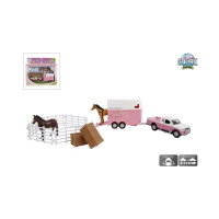 520205 Mitsubishi met paardentrailer diecast roze pullback 27 cm Ga naar het einde van de afbeeldingen-gallerij