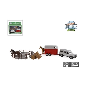Auto Landrover Met Paardentrailer 520213 Diecast Pullback 26cm Auto Landrover Met Paardentrailer 520213 Diecast Pullback 26cm