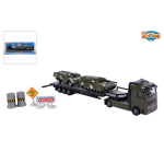 540104 Military Transporter Die Cast Plastic Met Tank + Pantserwagen 1:60