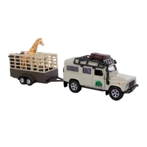 Kids Globe Traffic Land Rover Defender met giraftrailer 521723