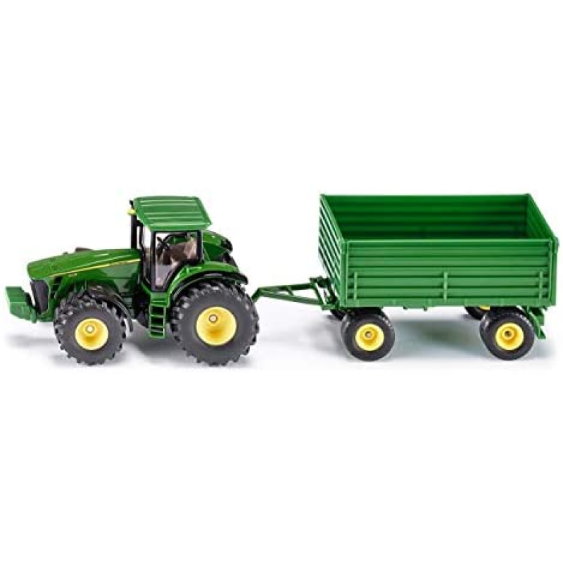 siku 1953, John Deere Tractor met aanhanger, 1:50, metaal/kunststof, groen, vele functies