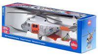 siku 2527, SAR-transporthelikopter, 1:50, metaal/kunststof, zilver, incl. brancard en speelgoedfiguur, automatisch inschuifbare lier