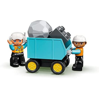 LEGO DUPLO Construction Truck & Graafmachine met rupsbanden 10931 bouwplaatsspeelgoed met een graafmachine en kiepwagen voor kinderen van 2 jaar en ouder (