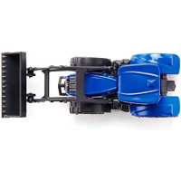 siku 1396, New Holland Tractor met voorlader, metaal/kunststof, blauw/zwart, beweegbare voorlader, trekhaak