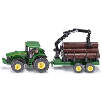 Siku 1954 John Deere met aanhanger houttransport 1:50