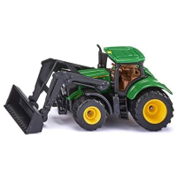siku 1395, John Deere Tractor met voorlader, groen, metaal/kunststof, rubberen banden, beweegbare voorlader