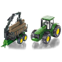 Siku 1954 John Deere met aanhanger houttransport 1:50