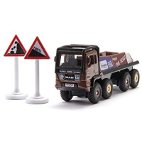 Siku 1686, HS Schoch 8x8 MAN Truck-Trial, metaal/kunststof, 1:87, bruin, incl. 2 waarschuwingsborden, combineerbaar met Siku modellen in dezelfde schaal