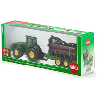 Siku 1954 John Deere met aanhanger houttransport 1:50