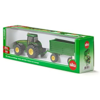 siku 1953, John Deere Tractor met aanhanger, 1:50, metaal/kunststof, groen, vele functies