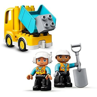 LEGO DUPLO Construction Truck & Graafmachine met rupsbanden 10931 bouwplaatsspeelgoed met een graafmachine en kiepwagen voor kinderen van 2 jaar en ouder (