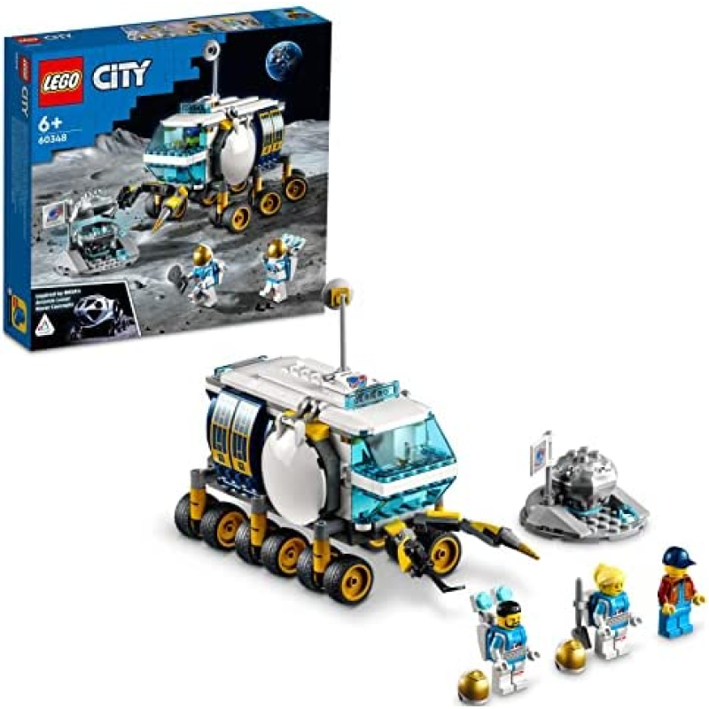 LEGO 60348 City Maanwagen, NASA geïnspireerde speelgoed voor kinderen vanaf 6 jaar oud met 3 astronaut Minifiguren