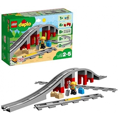 LEGO 10872 DUPLO Town Treinbrug en -rails Bouwstenenset met claxon actiesteen