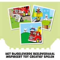 LEGO 10969 DUPLO Town Brandweerauto, Vrachtwagen met Zwaailicht en Sirene, Brandweer- en Dierenfiguren, Educatief Speelgoed voor Peuters vanaf 2 Jaar