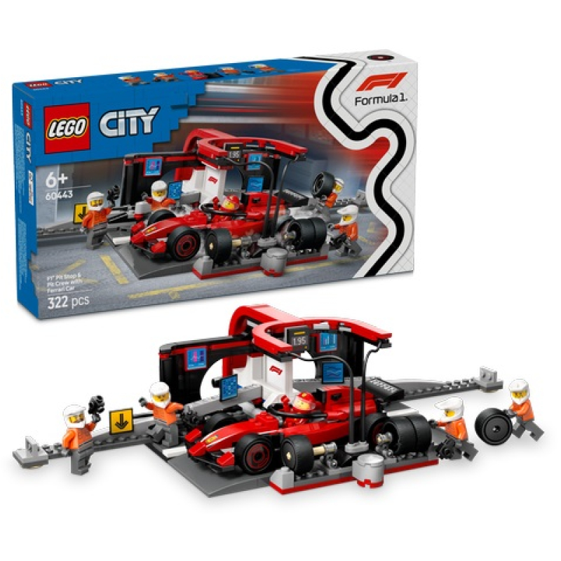 LEGO 60443 F1 Pitstop en Pitcrew met Ferrari Auto