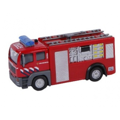 2-Play 510153 - 2-Play brandweerauto met licht en geluidsmodule en pull-back motor