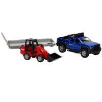 Kids Globe 510207 pick-up met aanhanger en minishovel