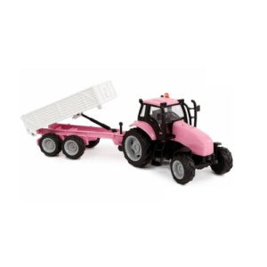 Kids Globe 510241 - Kids Globe 510241 roze tractor met licht en geluid, frictie-motor en kiepaanhanger
