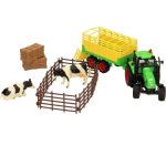 Kids Globe 510727 Boerderijset met tractor &amp; aanhanger, koeien, hekjes en twee balen