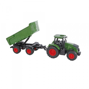 Kids Globe 540520 - Kids Globe tractor met trailer freewheel 41cm groen