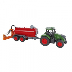 Kids Globe 540521 - Kids Globe tractor met giertank freewheel 49cm groen/rood