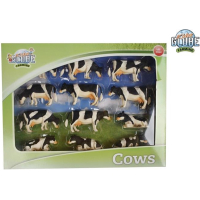Kids Globe 571929 - Kids Globe set van 12 koeien zwarbont 1:32