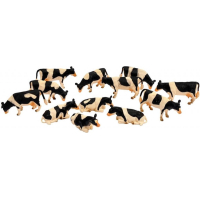 Kids Globe 571929 - Kids Globe set van 12 koeien zwarbont 1:32