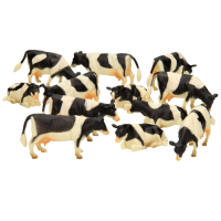 Kids Globe 571929 - Kids Globe set van 12 koeien zwarbont 1:32