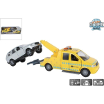 Kids Globe afsleepwagen m/auto L/G die cast pull back 26cm 510428