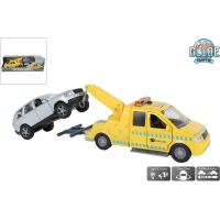 Kids Globe afsleepwagen m/auto L/G die cast pull back 26cm 510428