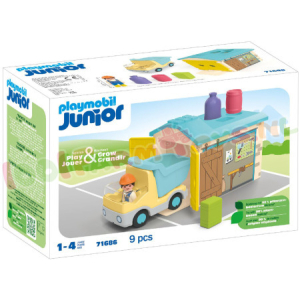 JUNIOR Ladingwagen met sorteer-Garage - 71686 JUNIOR Ladingwagen met sorteer-Garage - 71686