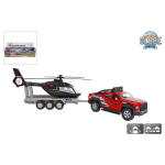 520249 Kids Globe Terreinwagen met trailer met helicopter