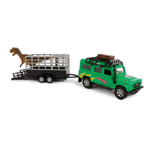 Kids Globe Die-cast Land Rover met Dino-trailer, 29cm 520178