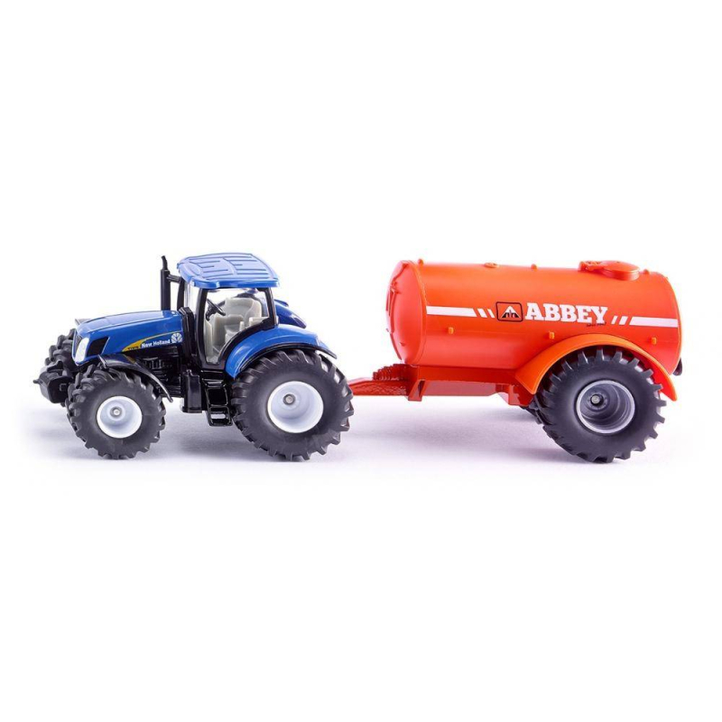 SIKU 1945 - NEW HOLLAND TRACTOR MET EENASSIG GIERVAT 1:50