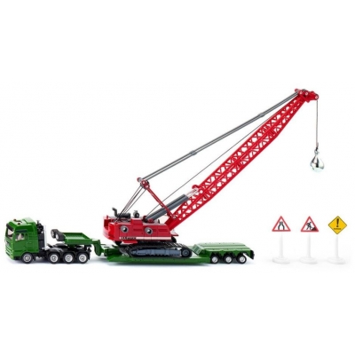 SIKU 1834 - ZWAARTRANSPORT MET GRAAFMACHINE EN ACCESSOIRES 1:87