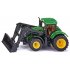 siku 1395, John Deere Tractor met voorlader, groen, metaal/kunststof, rubberen banden, beweegbare voorlader